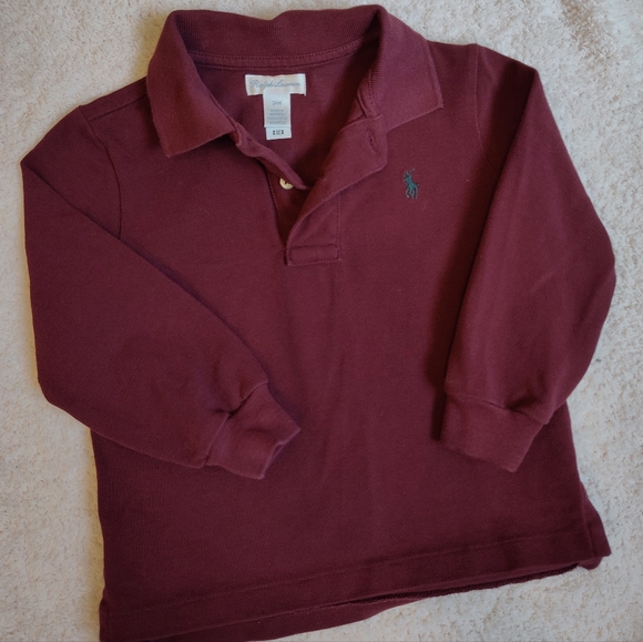 Ralph Lauren 24m boy long sleeve burgundy polo and green sweater - Picture 2 of 5